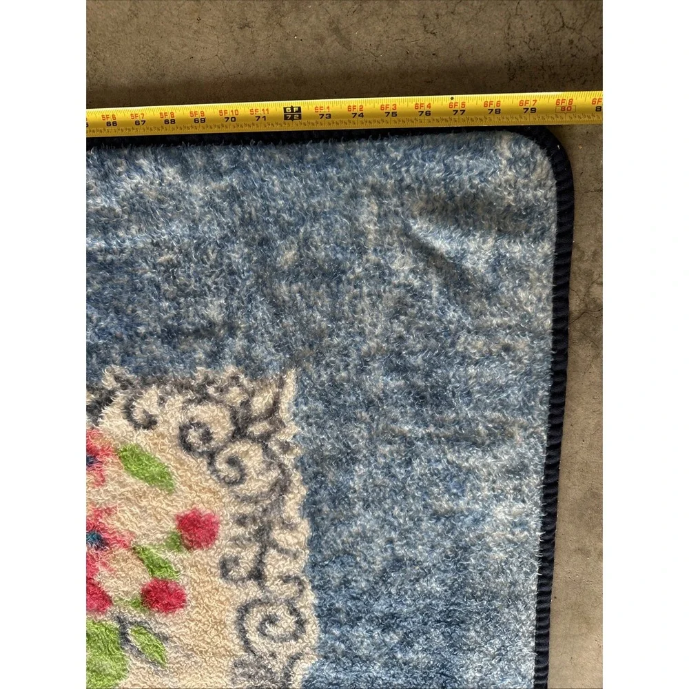 Korean Style Acrylic Peacock Blanket Blue Heavy Queen 85'x80' VINTAGE Reversible